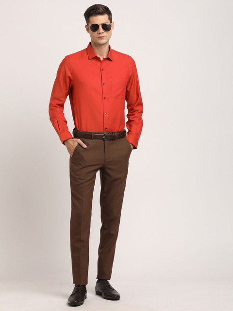 Turtle Men Standard Spread Collar Solid Cotton Slim Fit Formal Shirt - Image 6
