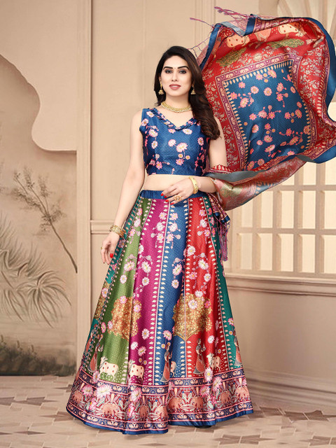 Kaizen TEXO FAB Printed Semi-Stitched Lehenga & Unstitched Blouse With Dupatta