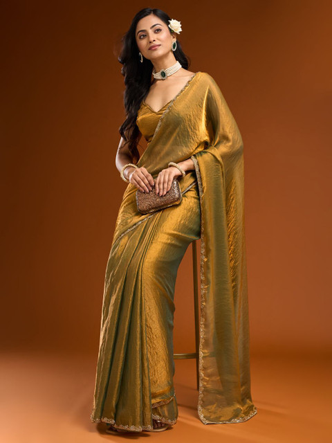 kasee Solid Beads and Stones Saree