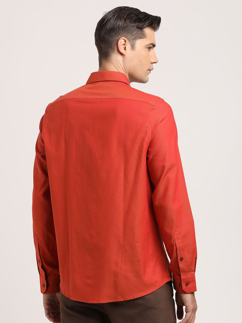 Turtle Men Standard Spread Collar Solid Cotton Slim Fit Formal Shirt - Image 5