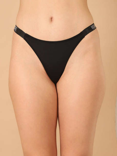 PrettyCat Anti Bacterial Low Waist Thong Briefs-PC-PA-7017A-BLK-M