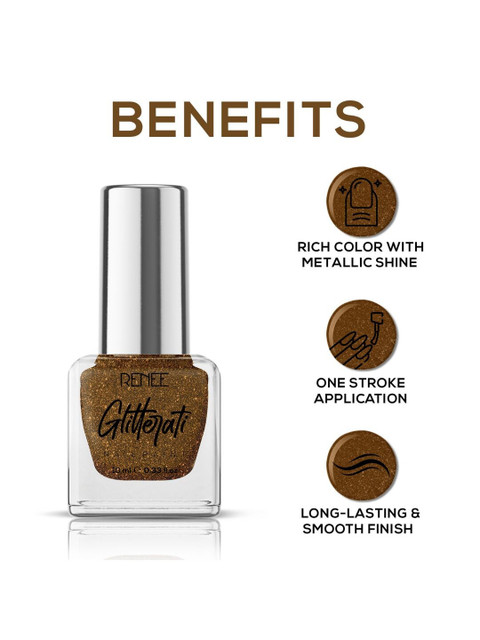 Renee Glitterati Long Lasting Nail Paint 10 ml - Copper Blaze - Image 4