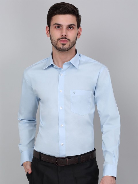Cantabil Men Spread Collar Solid Cotton Formal Shirt