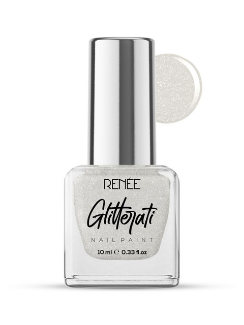Renee Glitterati Long Lasting Nail Paint 10 ml - White Sparkle