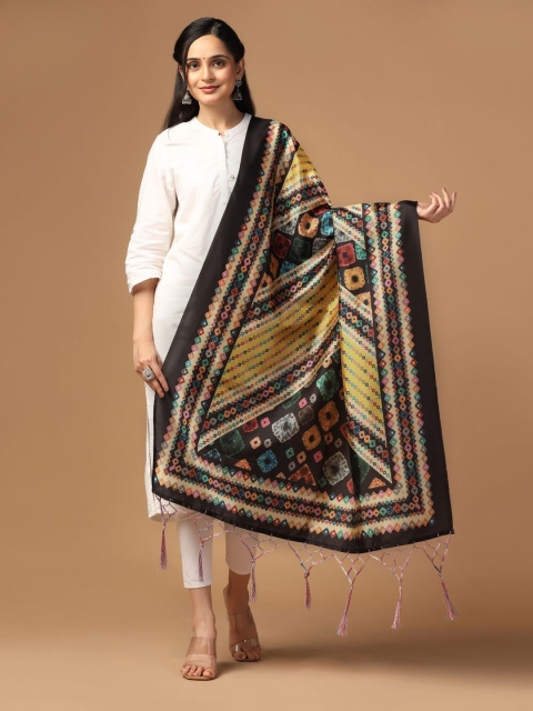 Kaizen TEXO FAB Ethnic Motifs Printed Assam Silk Tasselled Dupatta