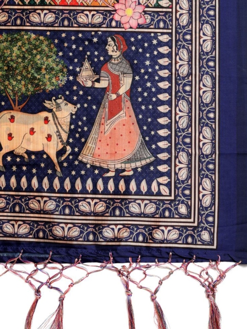 Kaizen TEXO FAB Ethnic Motifs Printed Assam Silk Tasselled Dupatta - Image 2