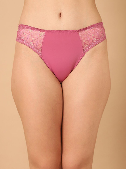 PrettyCat Lace Mid-Rise Bikini Briefs-PC-PA-7018A-PNK-S