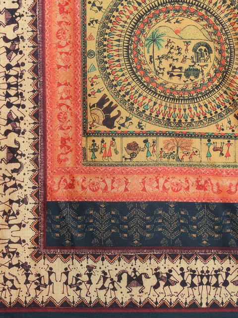 Kaizen TEXO FAB Ethnic Motifs Printed Assam Silk Tasselled Dupatta - Image 2