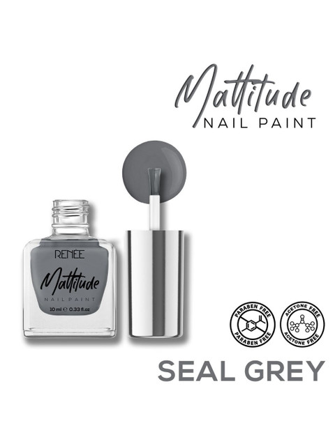 Renee Long-Lasting & Smooth Finish Mattitude Nail Paint 10ml - Seal Grey - Image 3