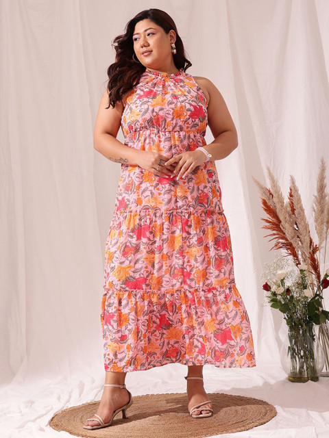 CURVY STREET Plus Size Floral Printed Sleeveless MaxiDress