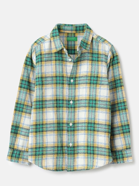 United Colors of Benetton Boys Spread Collar Tartan Checked Cotton Casual Shirt