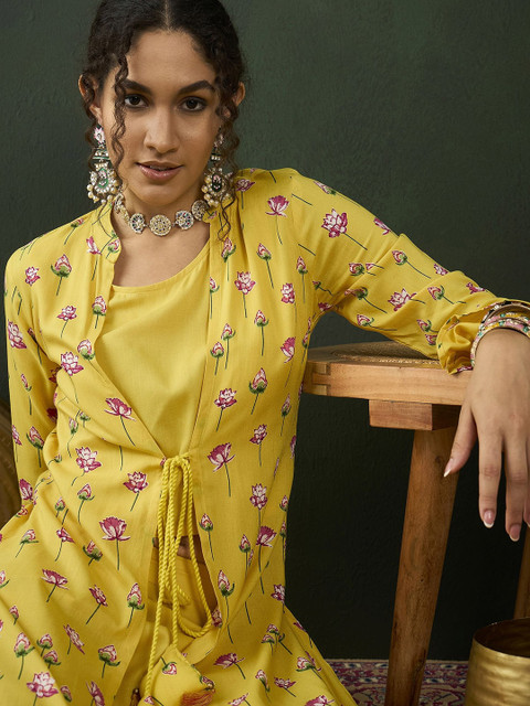 Sangria Printed Top With Palazzo Co-Ords