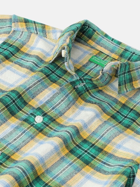 United Colors of Benetton Boys Spread Collar Tartan Checked Cotton Casual Shirt - Image 3