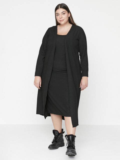 Trendyol Plus Size Shoulder Strap Midi Sheath Dress