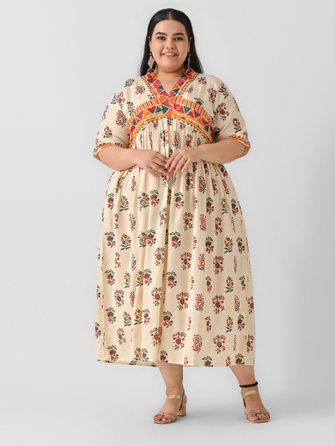Shape of me by Rustorange Floral Print Plus Size Maxi Dress