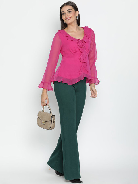 DRAAX Fashions Women Solid V-Neck Top