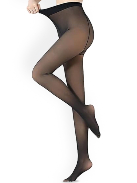 CareDone Women High Waist Stretchable Fleece Thermal Winter Dual Tone Stocking - Image 2