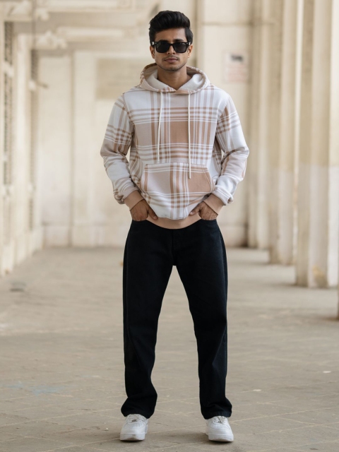 Powerlook Men Checked Hooded Casual Sweatshirt - Image 6