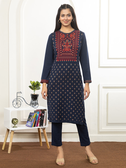 Anouk Mirage Women Floral Printed Sequinned Jacquard Kurta