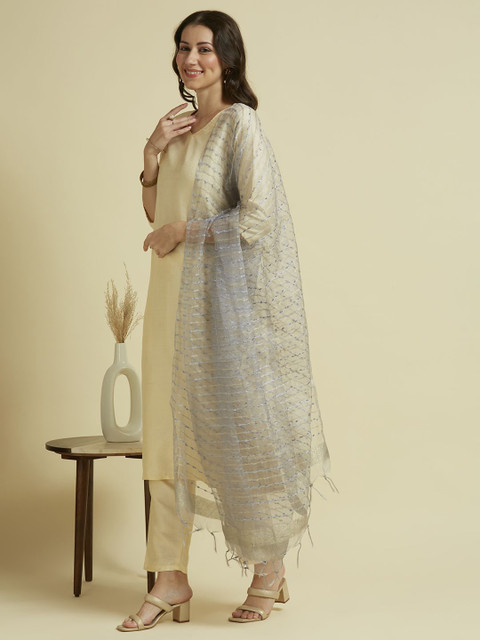 Dupatta Bazaar Woven Design Organza Dupatta with Zari - Image 3