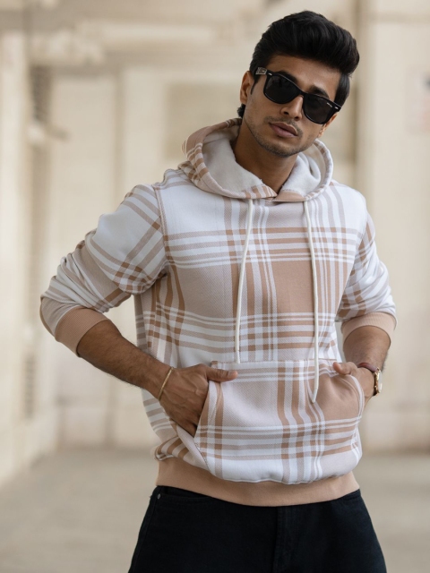 Powerlook Men Checked Hooded Casual Sweatshirt - Image 7