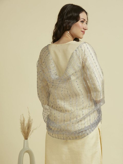 Dupatta Bazaar Woven Design Organza Dupatta with Zari - Image 4