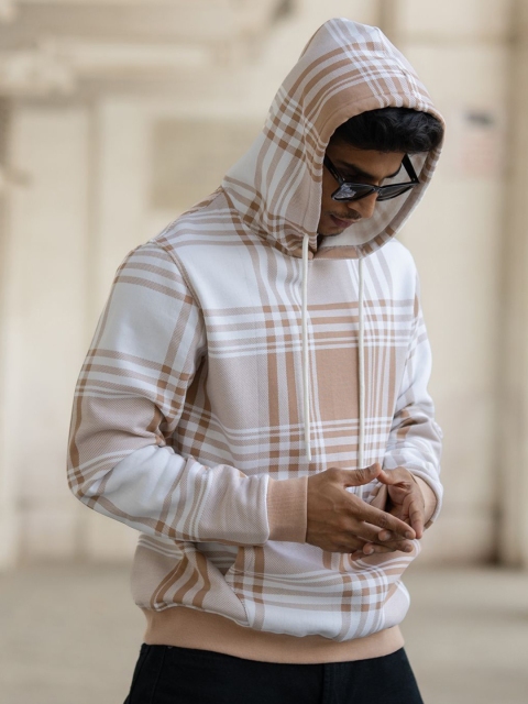 Powerlook Men Checked Hooded Casual Sweatshirt - Image 3