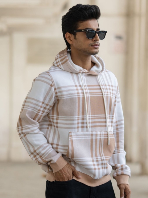 Powerlook Men Checked Hooded Casual Sweatshirt - Image 4