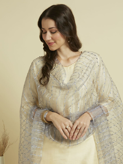 Dupatta Bazaar Woven Design Organza Dupatta with Zari - Image 2