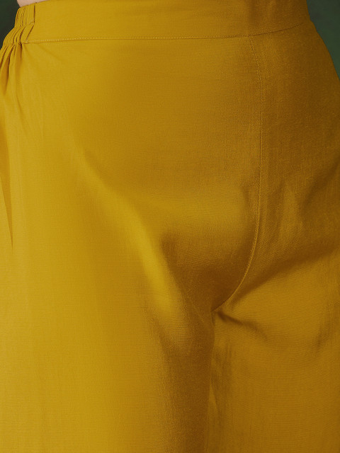 Sangria Yellow Floral Embroidered Regular Sequinned Kurta With Trouser With Dupatta - Image 6