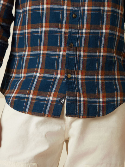 WROGN Men Comfort Spread Collar Tartan Checked Cotton Casual Shirt - Image 6