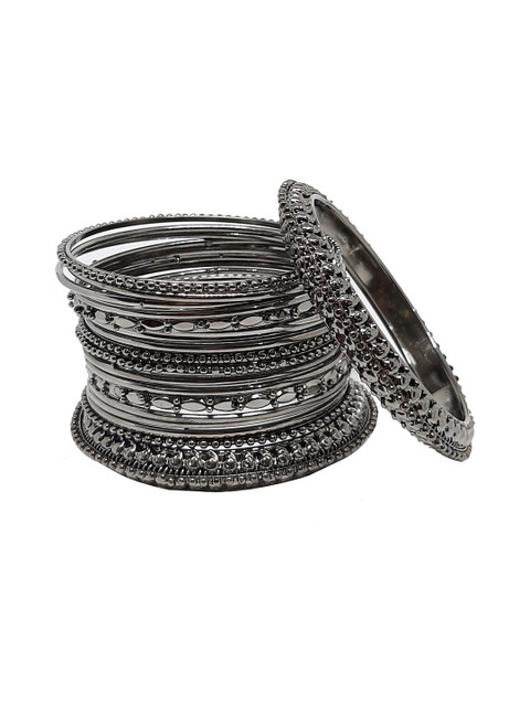 CHRISHAN Pack Of 18 Oxidized Bangles
