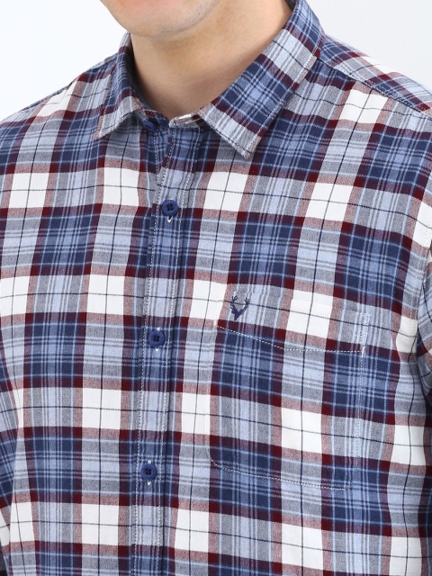 Allen Solly Men Custom Spread Collar Tartan Checked Cotton Casual Shirt - Image 2