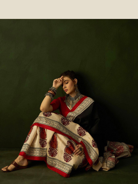 Sangria Printed Dadu Saree With Blouse Piece