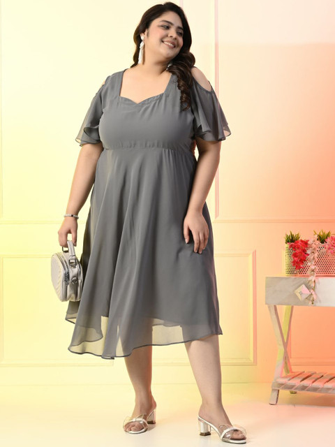 PrettyPlus by Desinoor.com Women Plus Size Georgette Fit & Flare Dress - Image 6