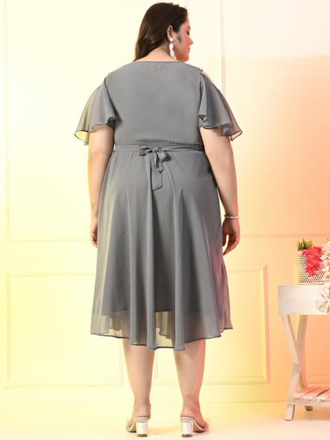 PrettyPlus by Desinoor.com Women Plus Size Georgette Fit & Flare Dress - Image 5