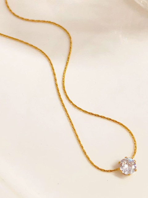 JEWILLEY Gold Plated Rhinestone Studded Six Link Claw Chain