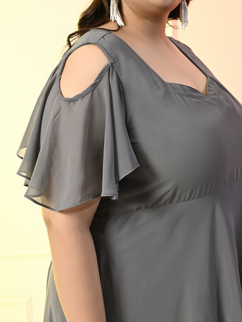 PrettyPlus by Desinoor.com Women Plus Size Georgette Fit & Flare Dress - Image 3