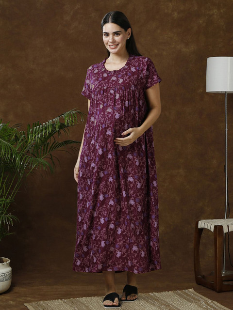 MomToBe Printed Maxi Nightdress