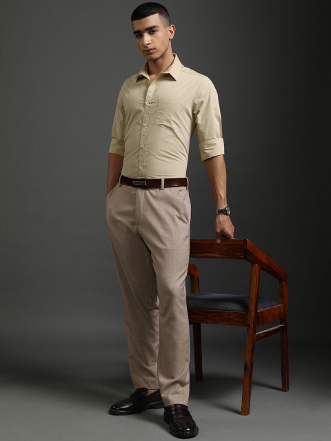 HIGHLANDER Men Spread Collar Solid Cotton Slim Fit Formal Shirt - Image 6