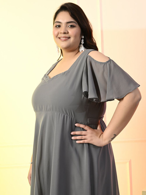 PrettyPlus by Desinoor.com Women Plus Size Georgette Fit & Flare Dress - Image 7