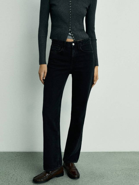 MANGO Women Straight Fit Pure Cotton Jeans