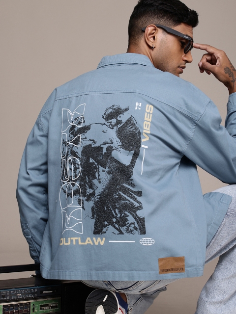 The Roadster Life Co. Relaxed Fit Graphic Printed Pure Cotton Tailored Jacket