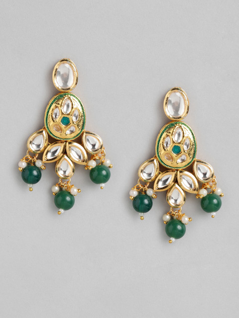 Anouk Gold Plated Beaded Kundan Studded Classic Jhumkas Earrings - Image 2