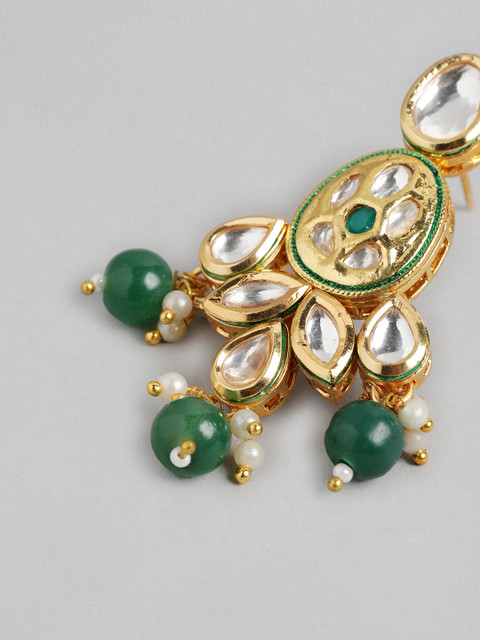 Anouk Gold Plated Beaded Kundan Studded Classic Jhumkas Earrings - Image 3