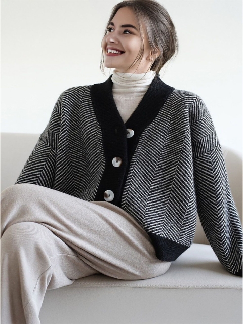 StyleCast Women Striped Woollen Cardigan