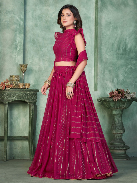 Warthy Ent Embroidered Thread Work Semi-Stitched Lehenga & Unstitched Blouse With Dupatta - Image 4