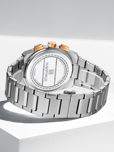 Naviforce Unisex Dial & Stainless Steel Straps Analogue Chronograph Watch NF8048_S BE RG_COUPLE - Image 3