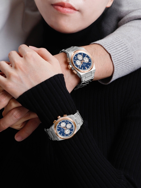 Naviforce Unisex Dial & Stainless Steel Straps Analogue Chronograph Watch NF8048_S BE RG_COUPLE - Image 5