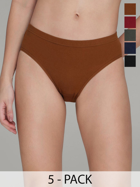 AMUL COMFY Pack Of 5 Cotton Mid Rise Basic Briefs AC-PP-PANTY-IE-MULTI-90-5PC